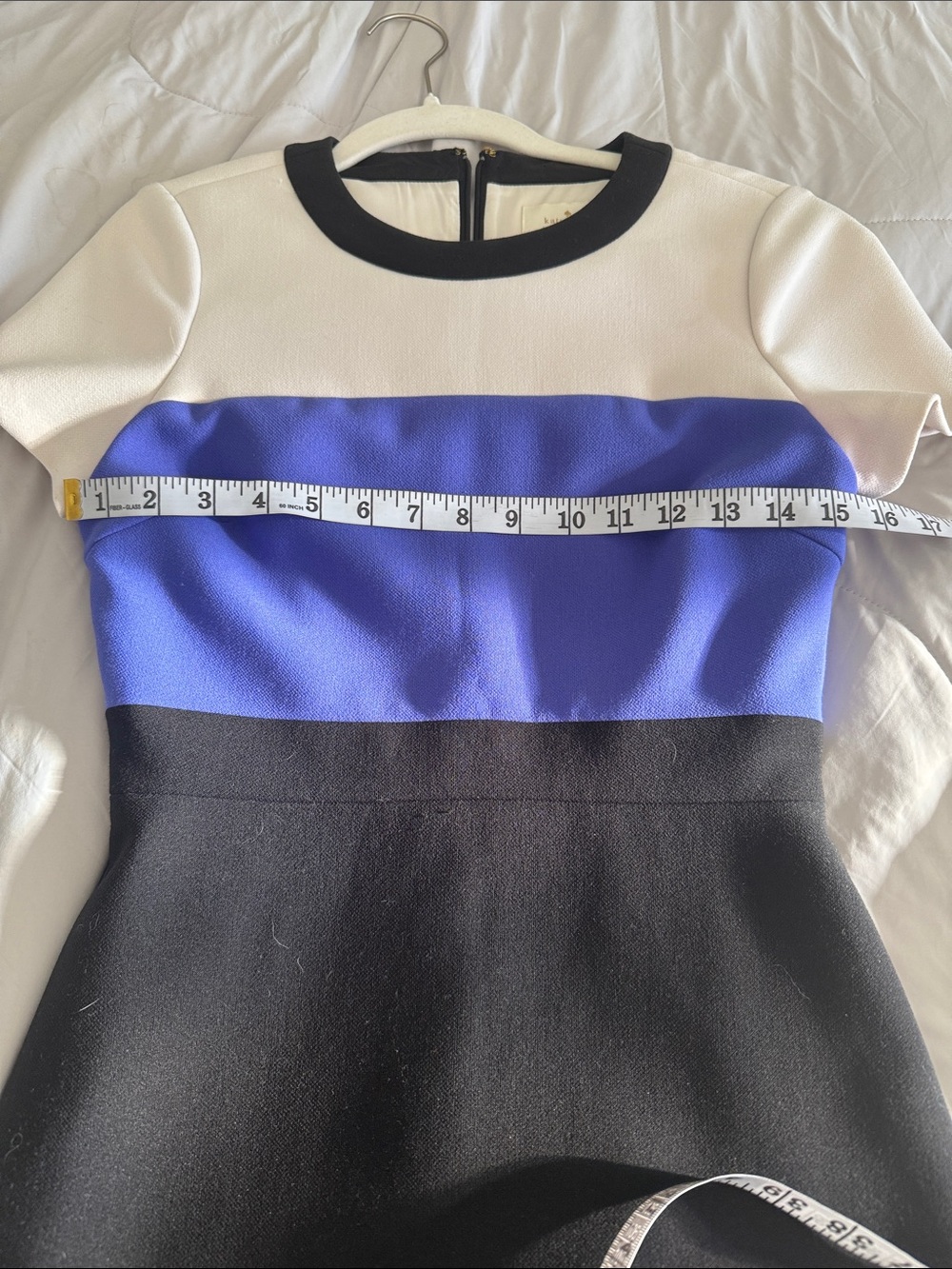 kate spade White, Blue & Black Colorblock Fit-and-Flare Mini Dress - Picture 4 of 8